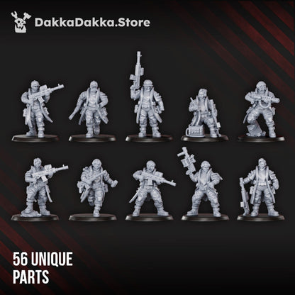Imperial Army The Alcat Rats Infantry Squad (Build Kit), proxy miniature, 28mm heroic scale unpainted resin, view 6