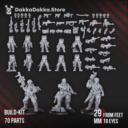 Imperial Army The Alcat Rats Infantry Squad (Build Kit), proxy miniature, 28mm heroic scale unpainted resin, view 7