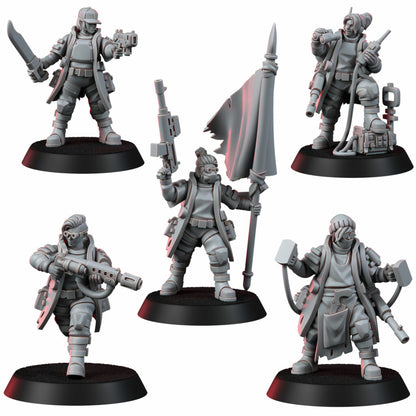 Imperial Army The Alcat Rats Masters Squad (5 Units), proxy miniature, 28mm heroic scale unpainted resin, view 2