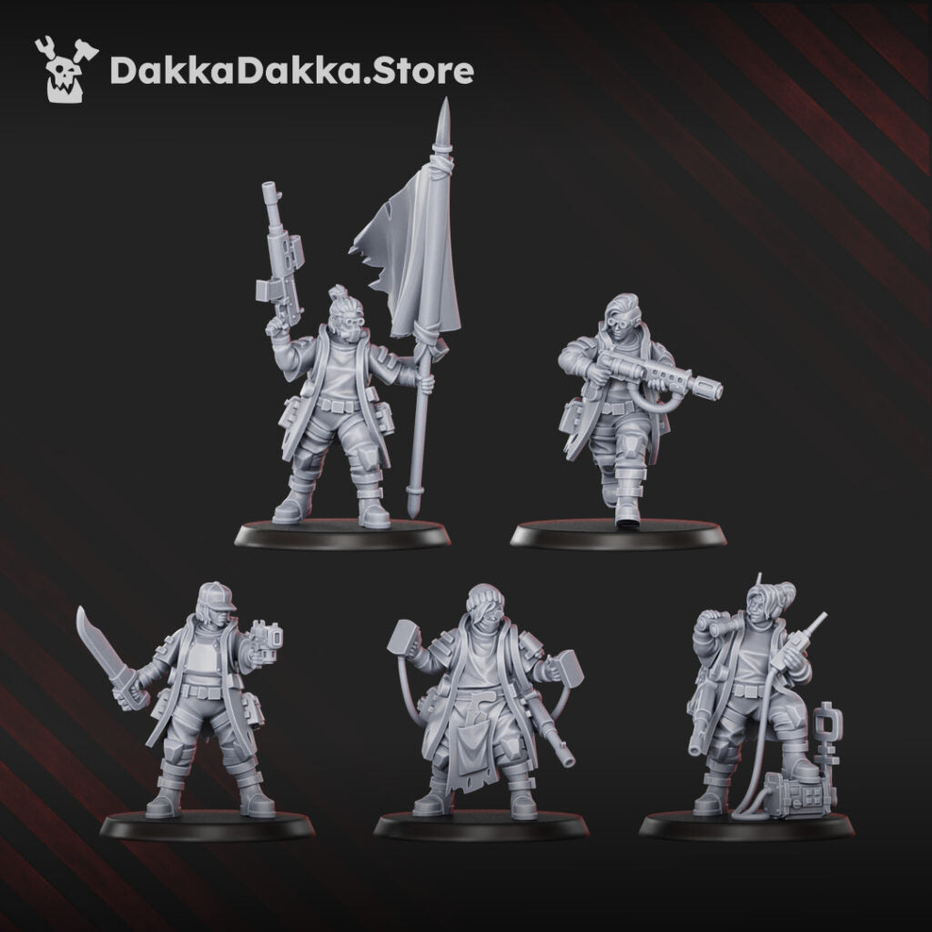 Imperial Army The Alcat Rats Masters Squad (5 Units), proxy miniature, 28mm heroic scale unpainted resin, view 3