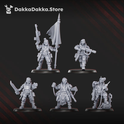 Imperial Army The Alcat Rats Masters Squad (5 Units), proxy miniature, 28mm heroic scale unpainted resin, view 3