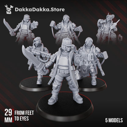 Imperial Army The Alcat Rats Masters Squad (5 Units), proxy miniature, 28mm heroic scale unpainted resin, view 4