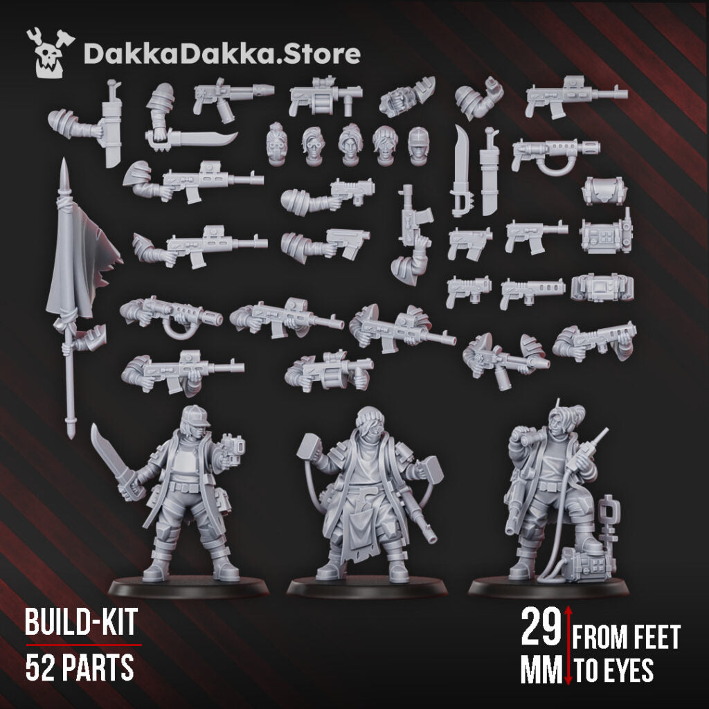 Imperial Army The Alcat Rats Masters Squad (Build Kit), proxy miniature, 28mm heroic scale unpainted resin, view 3