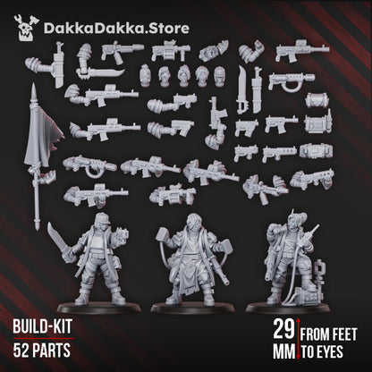 Imperial Army The Alcat Rats Masters Squad (Build Kit), proxy miniature, 28mm heroic scale unpainted resin, view 3
