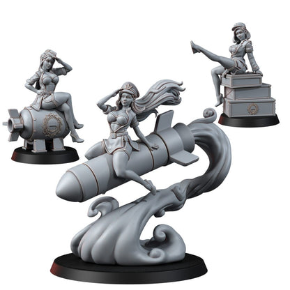 Imperial Army Freedom Guard Explosive Ladies (3 Units), proxy miniature, squad, 28mm heroic scale unpainted resin, view 2