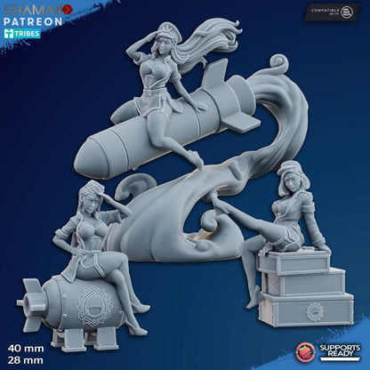 Imperial Army Freedom Guard Explosive Ladies (3 Units), proxy miniature, squad, 28mm heroic scale unpainted resin, view 3