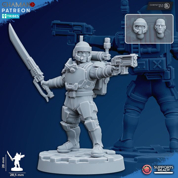 Imperial Army Freedom Guard Grenadier Troops (10 Units), proxy miniature, squad, 28mm heroic scale unpainted resin, view 3