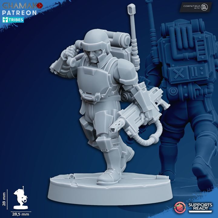 Imperial Army Freedom Guard Grenadier Troops (10 Units), proxy miniature, squad, 28mm heroic scale unpainted resin, view 5