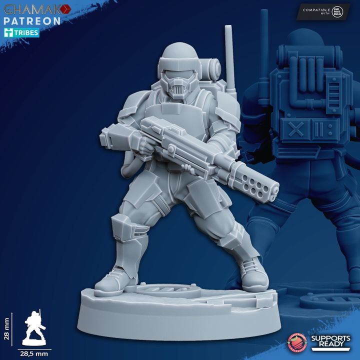 Imperial Army Freedom Guard Grenadier Troops (10 Units), proxy miniature, squad, 28mm heroic scale unpainted resin, view 7