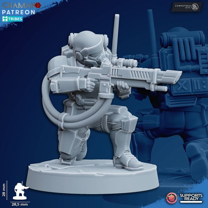 Imperial Army Freedom Guard Grenadier Troops (10 Units), proxy miniature, squad, 28mm heroic scale unpainted resin, view 9