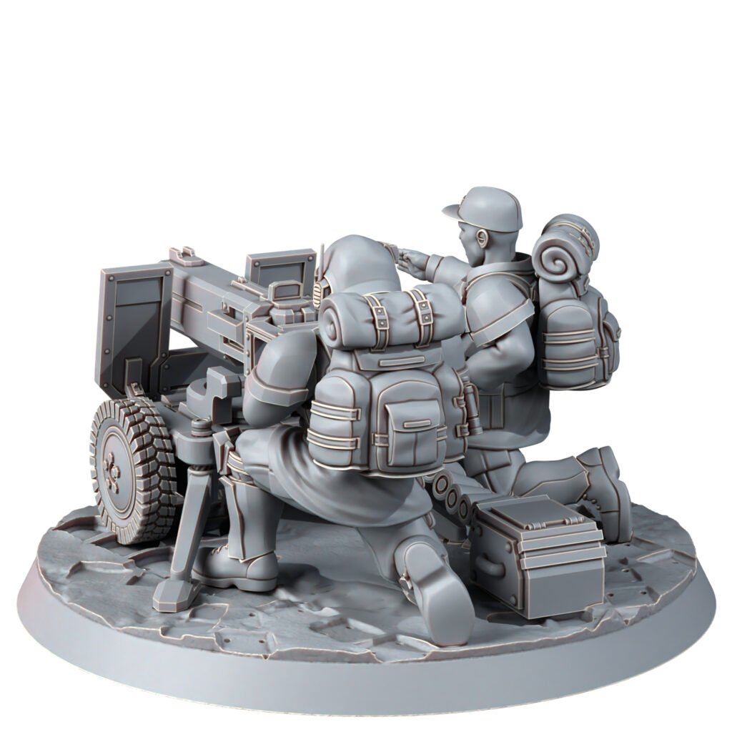 Imperial Army Freedom Guard Heavy Support Team With Heavy Bolter, proxy miniature, squad, 28mm heroic scale, view 3