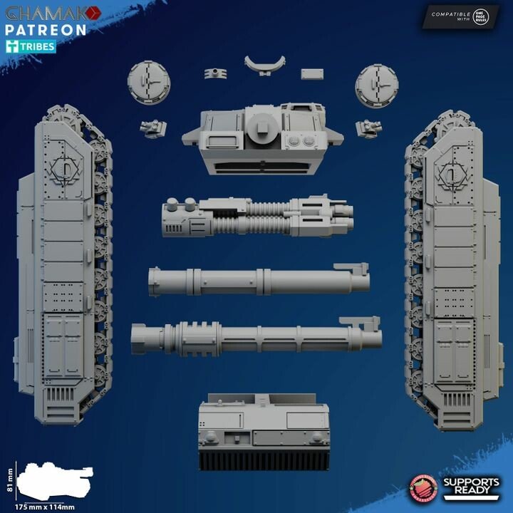 Imperial Army Freedom Guard Sabretooth Tank, proxy miniature, 28mm heroic scale unpainted resin, view 6