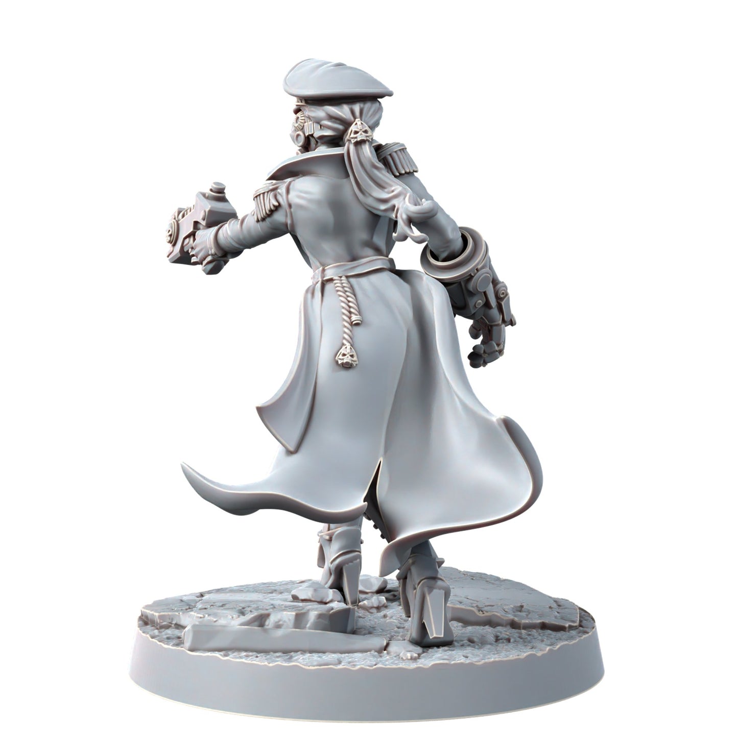 Imperial Army Iron Korps Female Commissar, proxy miniature, 28mm heroic scale unpainted resin, view 4