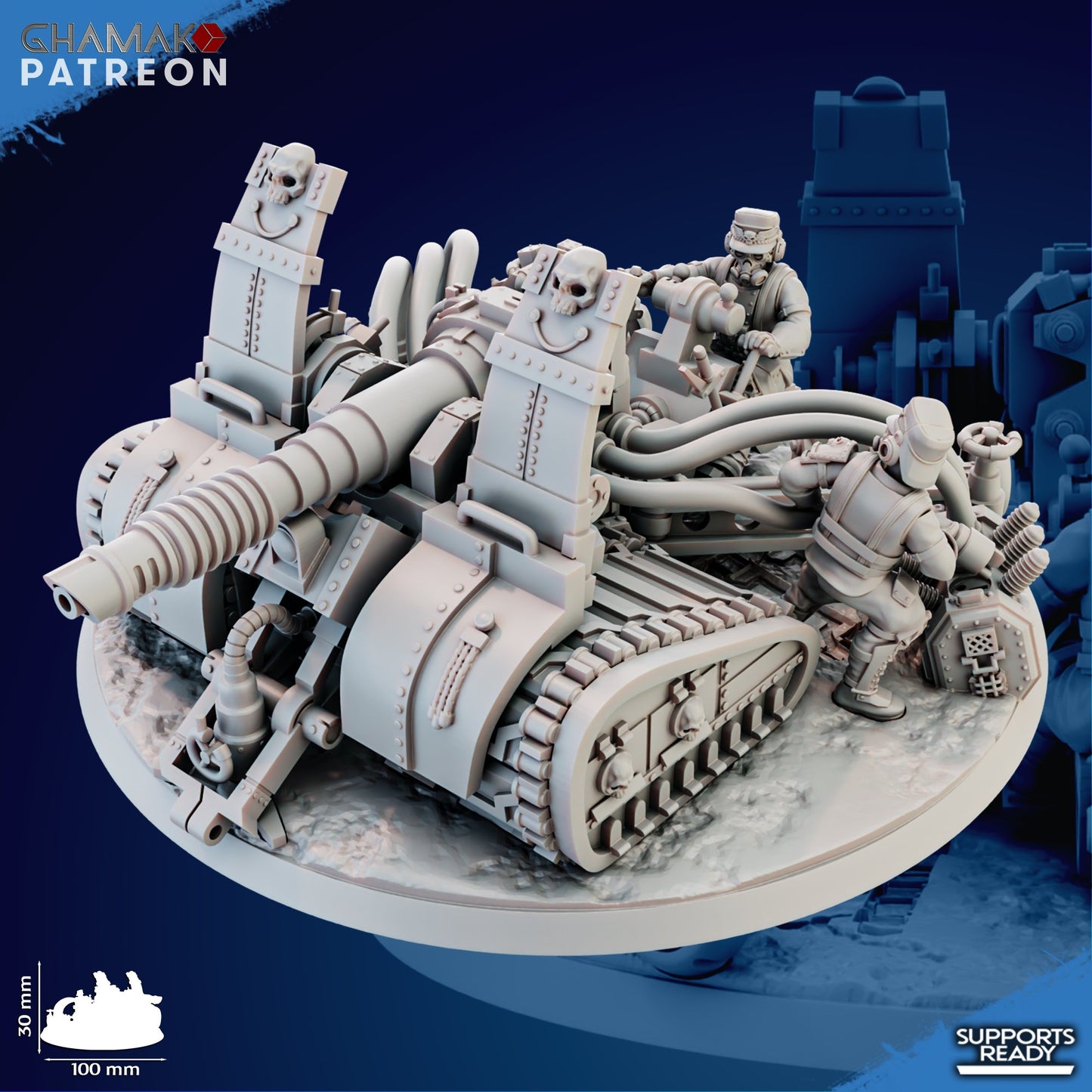 Imperial Army Iron Korps Field Laser Cannon, proxy miniature, artillery, 28mm heroic scale unpainted resin, view 2