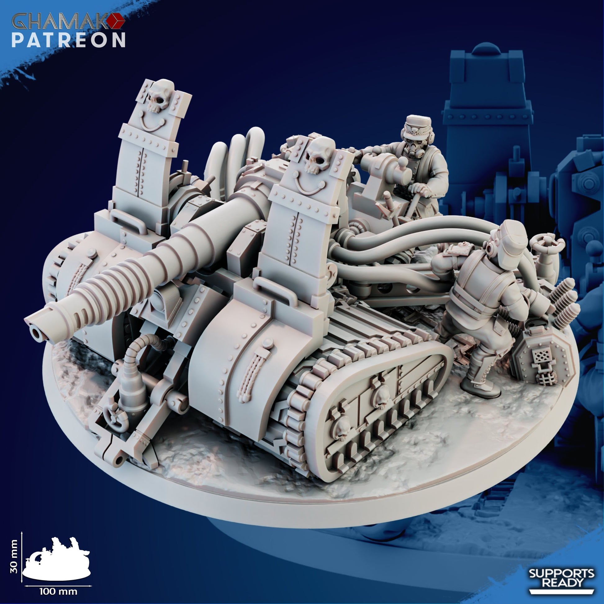 Imperial Army Iron Korps Field Laser Cannon, proxy miniature, artillery, 28mm heroic scale unpainted resin, view 2