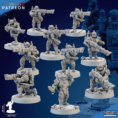 Imperial Army Iron Korps Krieger Squad (10 Units), proxy miniature, 28mm heroic scale unpainted resin, view 3