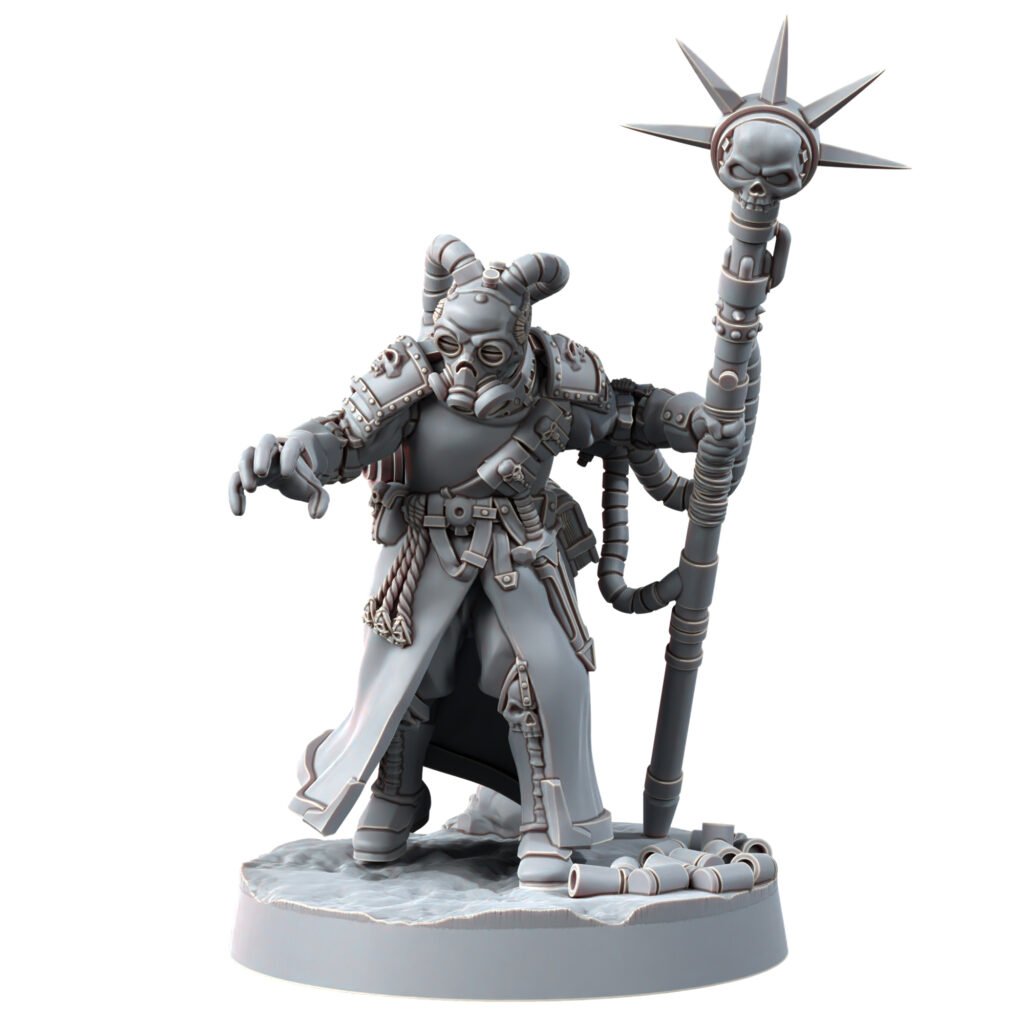 Imperial Army Iron Korps Psyker V2, proxy miniature, character, 28mm heroic scale unpainted resin, view 2