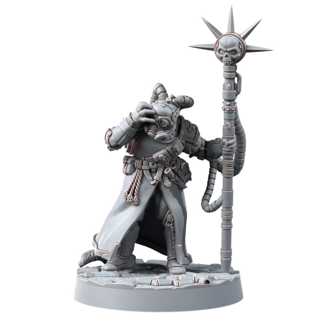 Imperial Army Iron Korps Psyker V3, proxy miniature, character, 28mm heroic scale unpainted resin, view 2