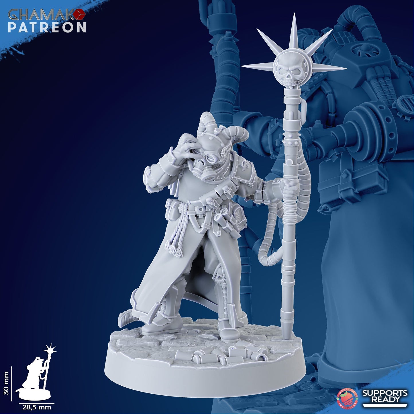 Imperial Army Iron Korps Psyker V3, proxy miniature, character, 28mm heroic scale unpainted resin, view 3