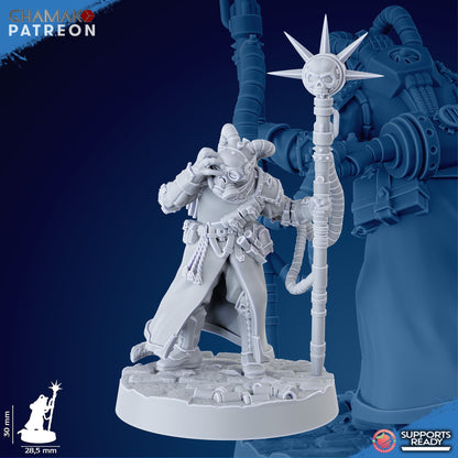 Imperial Army Iron Korps Psyker V3, proxy miniature, character, 28mm heroic scale unpainted resin, view 3