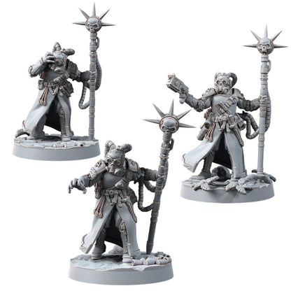 Imperial Army Iron Korps Psykers (3 Units), proxy miniature, squad, 28mm heroic scale unpainted resin, view 2