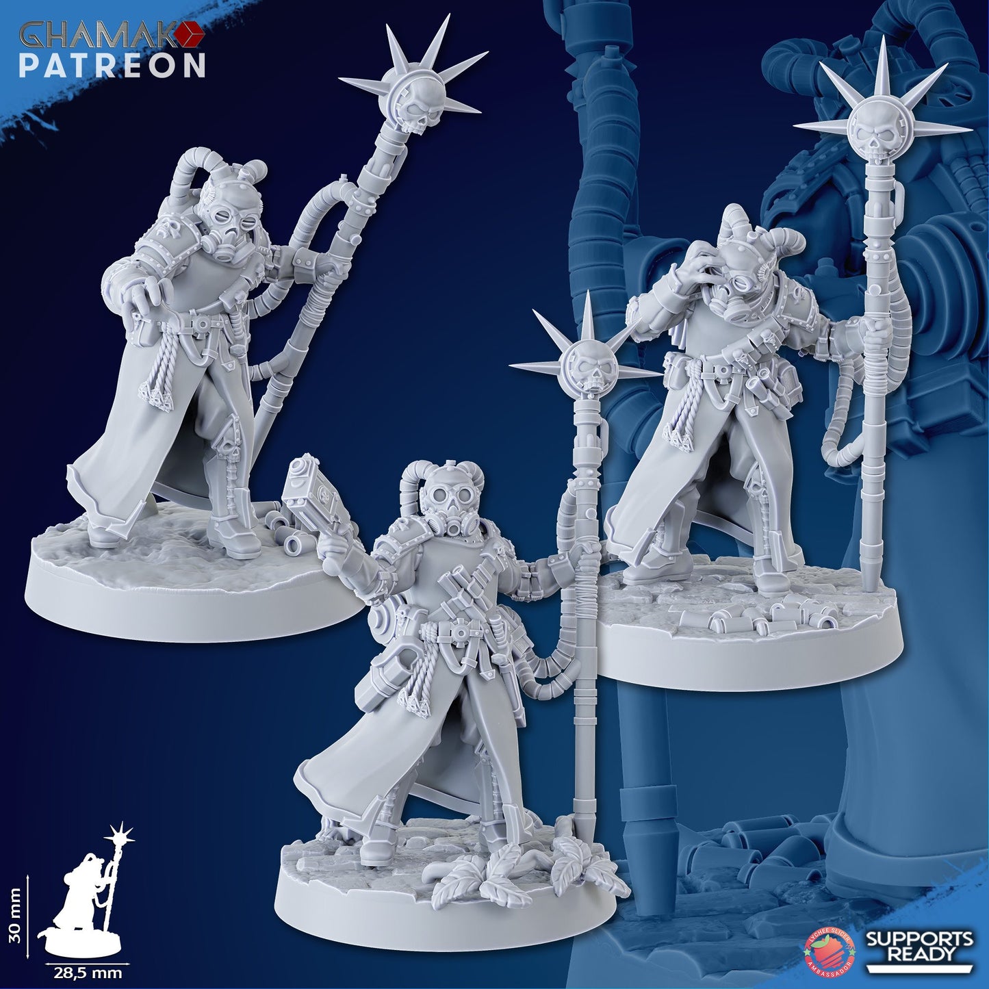 Imperial Army Iron Korps Psykers (3 Units), proxy miniature, squad, 28mm heroic scale unpainted resin, view 3