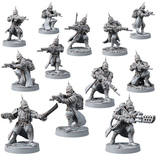 Imperial Army Iron Korps Troopers Squad (12 Units), proxy miniature, 28mm heroic scale unpainted resin