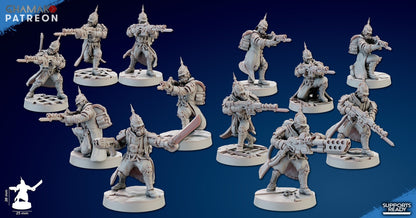Imperial Army Iron Korps Troopers Squad (12 Units), proxy miniature, 28mm heroic scale unpainted resin, view 3