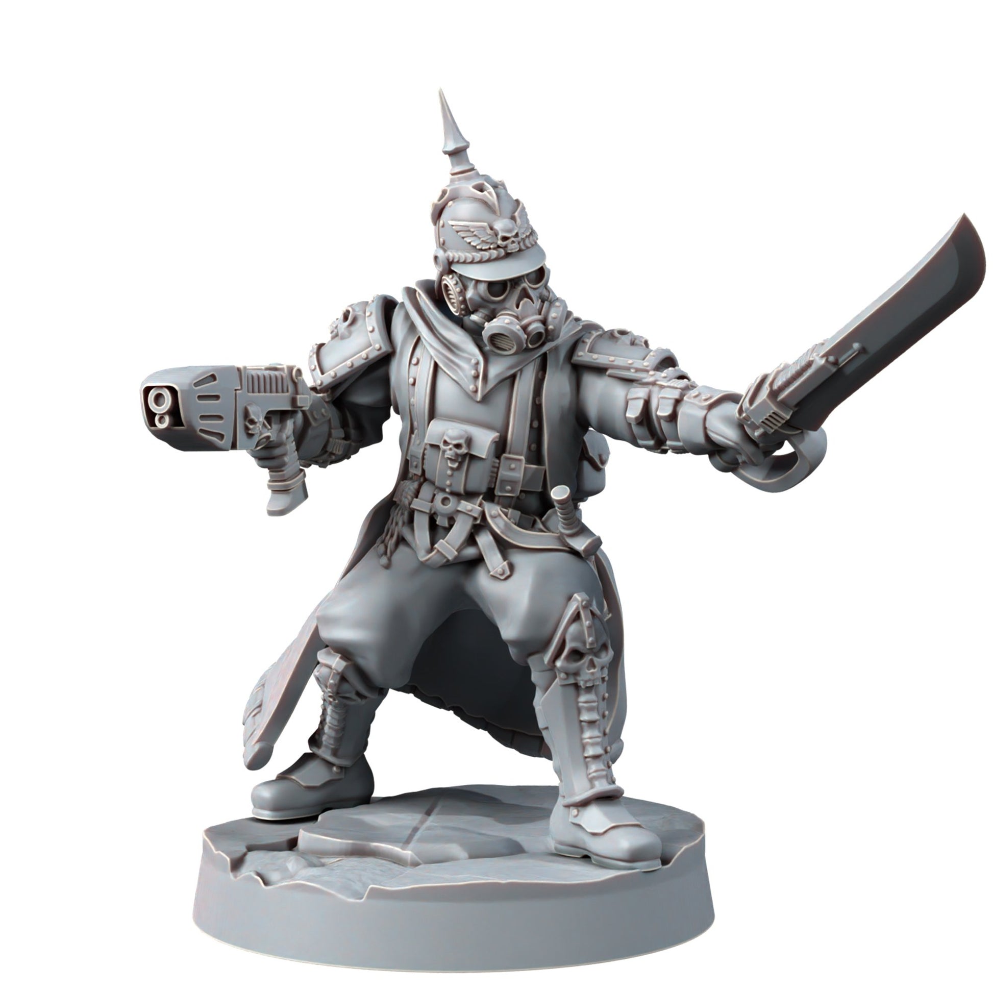 Imperial Army Iron Korps Troopers Squad (12 Units), proxy miniature, 28mm heroic scale unpainted resin, view 4