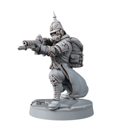 Imperial Army Iron Korps Troopers Squad (12 Units), proxy miniature, 28mm heroic scale unpainted resin, view 7