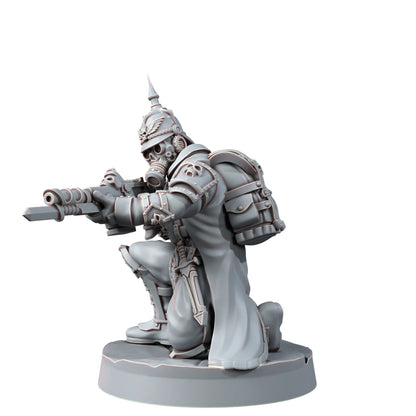 Imperial Army Iron Korps Troopers Squad (12 Units), proxy miniature, 28mm heroic scale unpainted resin, view 8