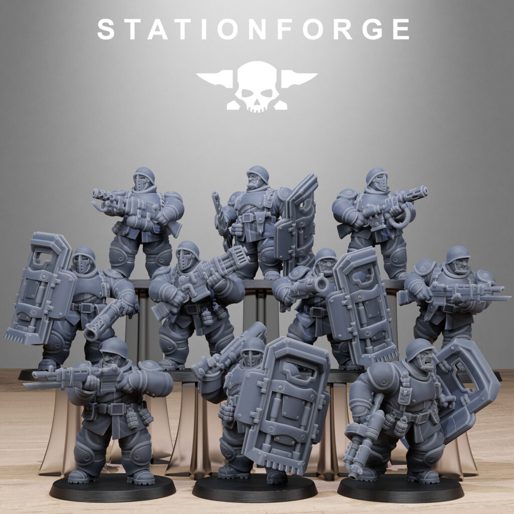 Imperial Army Free Guard Armored Mutants, proxy miniature, infantry, 28mm heroic scale unpainted resin