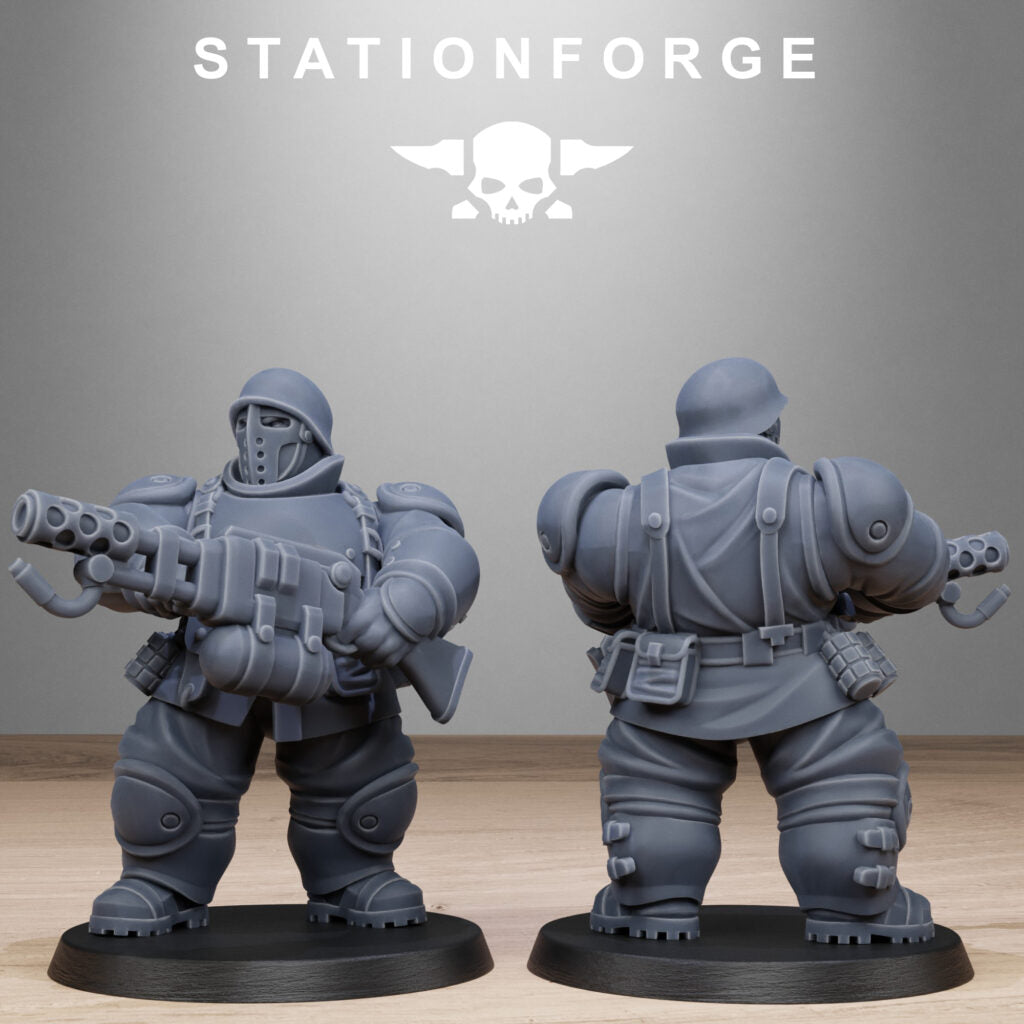Imperial Army Free Guard Armored Mutants, proxy miniature, infantry, 28mm heroic scale unpainted resin, view 2