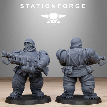 Imperial Army Free Guard Armored Mutants, proxy miniature, infantry, 28mm heroic scale unpainted resin, view 2