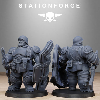 Imperial Army Free Guard Armored Mutants, proxy miniature, infantry, 28mm heroic scale unpainted resin, view 3