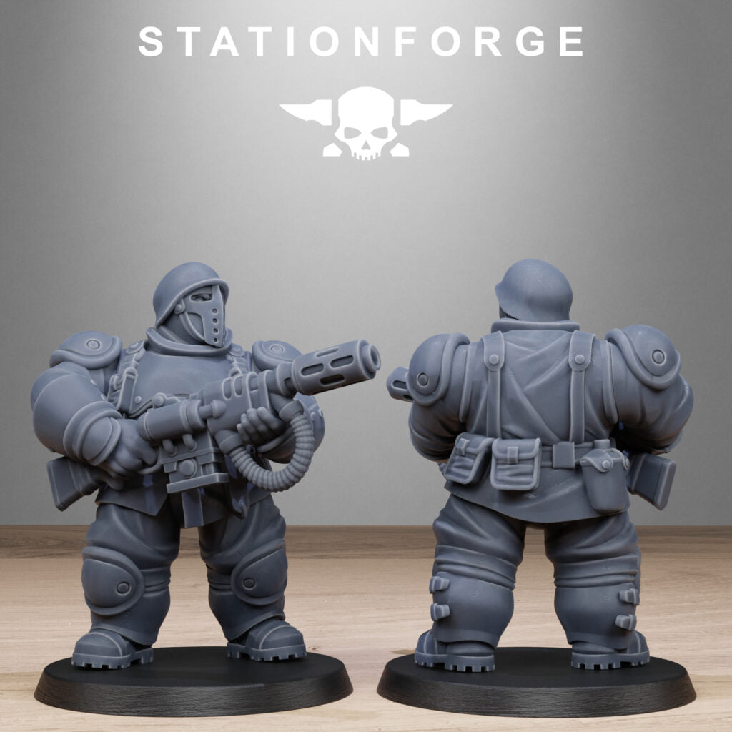 Imperial Army Free Guard Armored Mutants, proxy miniature, infantry, 28mm heroic scale unpainted resin, view 4
