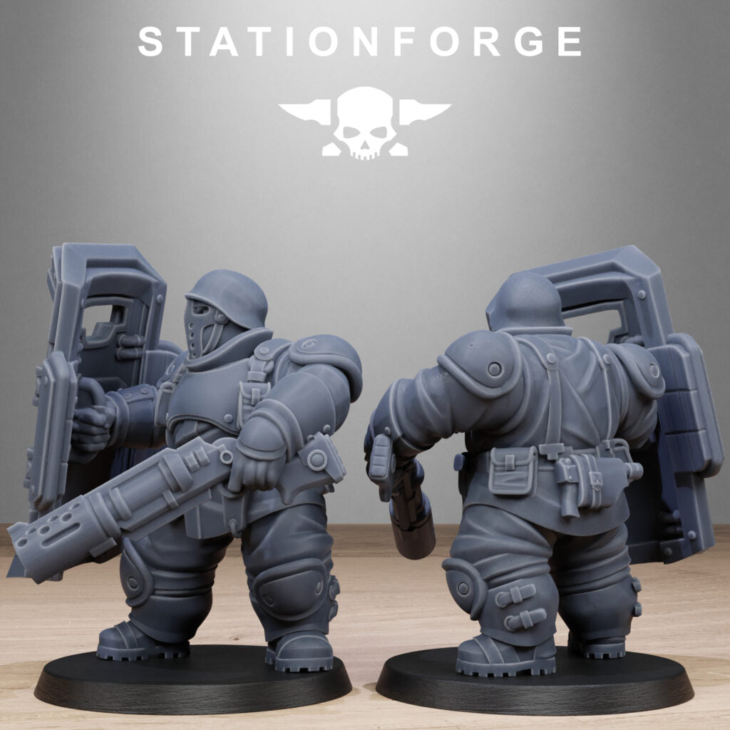 Imperial Army Free Guard Armored Mutants, proxy miniature, infantry, 28mm heroic scale unpainted resin, view 5