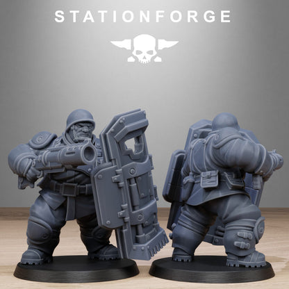 Imperial Army Free Guard Armored Mutants, proxy miniature, infantry, 28mm heroic scale unpainted resin, view 7