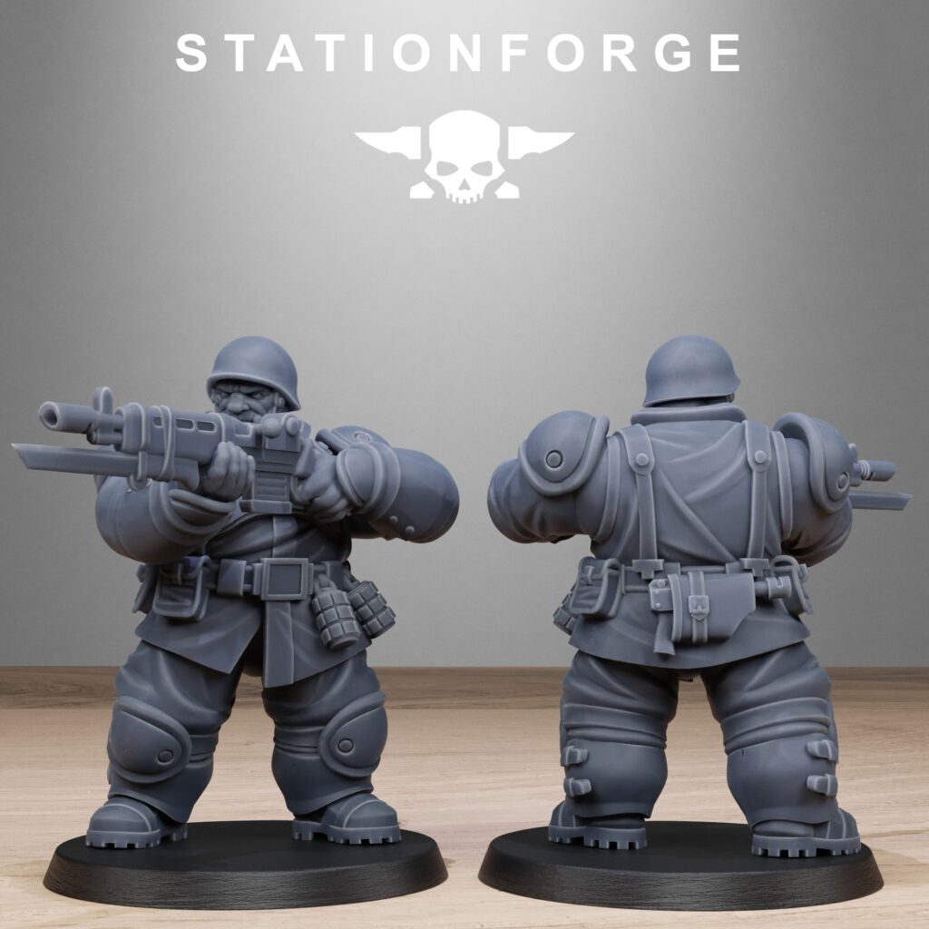 Imperial Army Free Guard Armored Mutants, proxy miniature, infantry, 28mm heroic scale unpainted resin, view 9