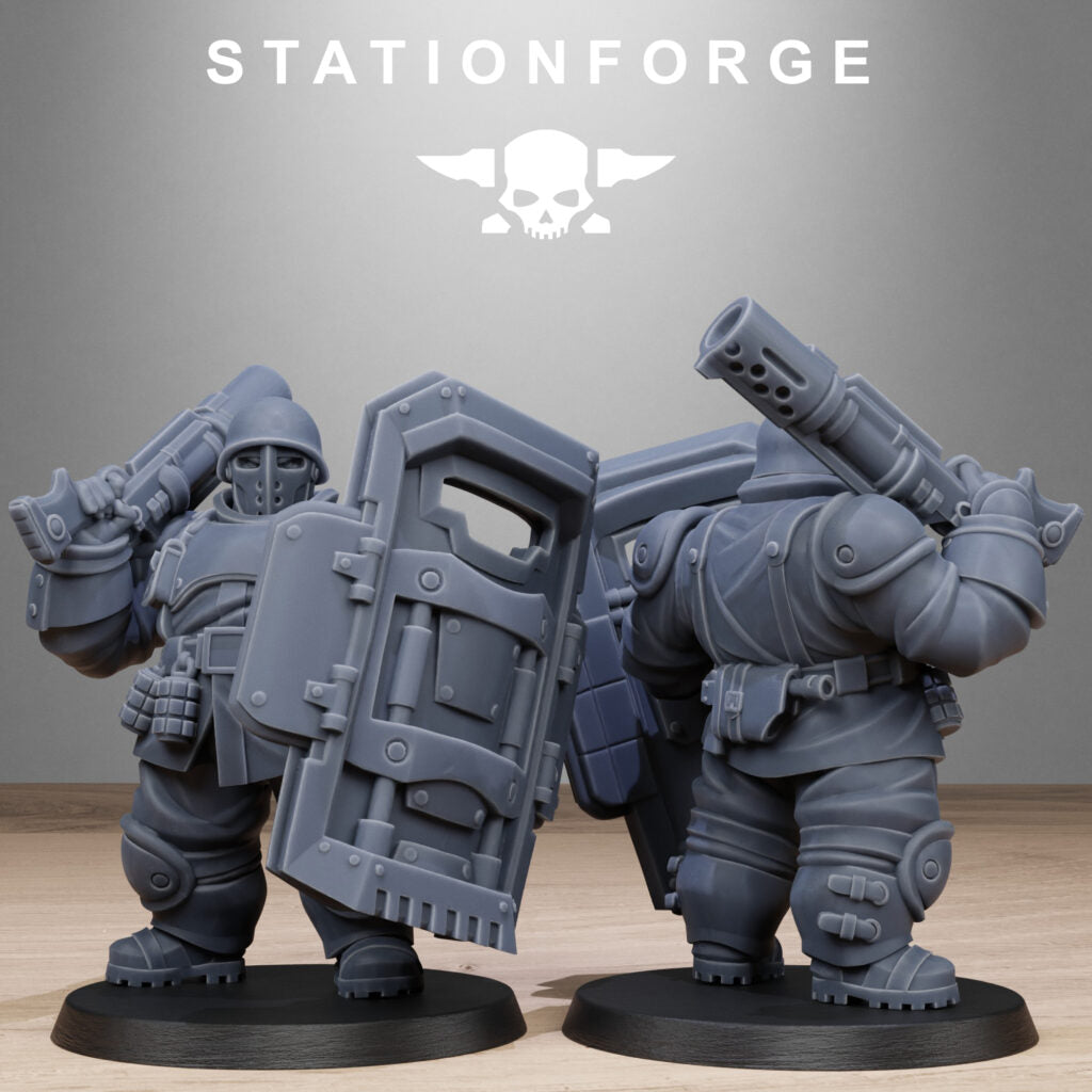Imperial Army Free Guard Armored Mutants, proxy miniature, infantry, 28mm heroic scale unpainted resin, view 10