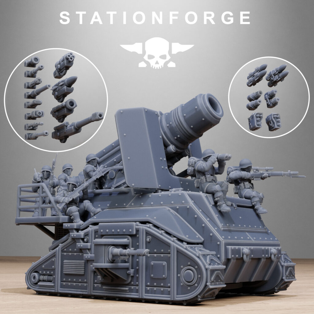 Imperial Army Free Guard Artillery Mini Tank, proxy miniature, 28mm heroic scale unpainted resin