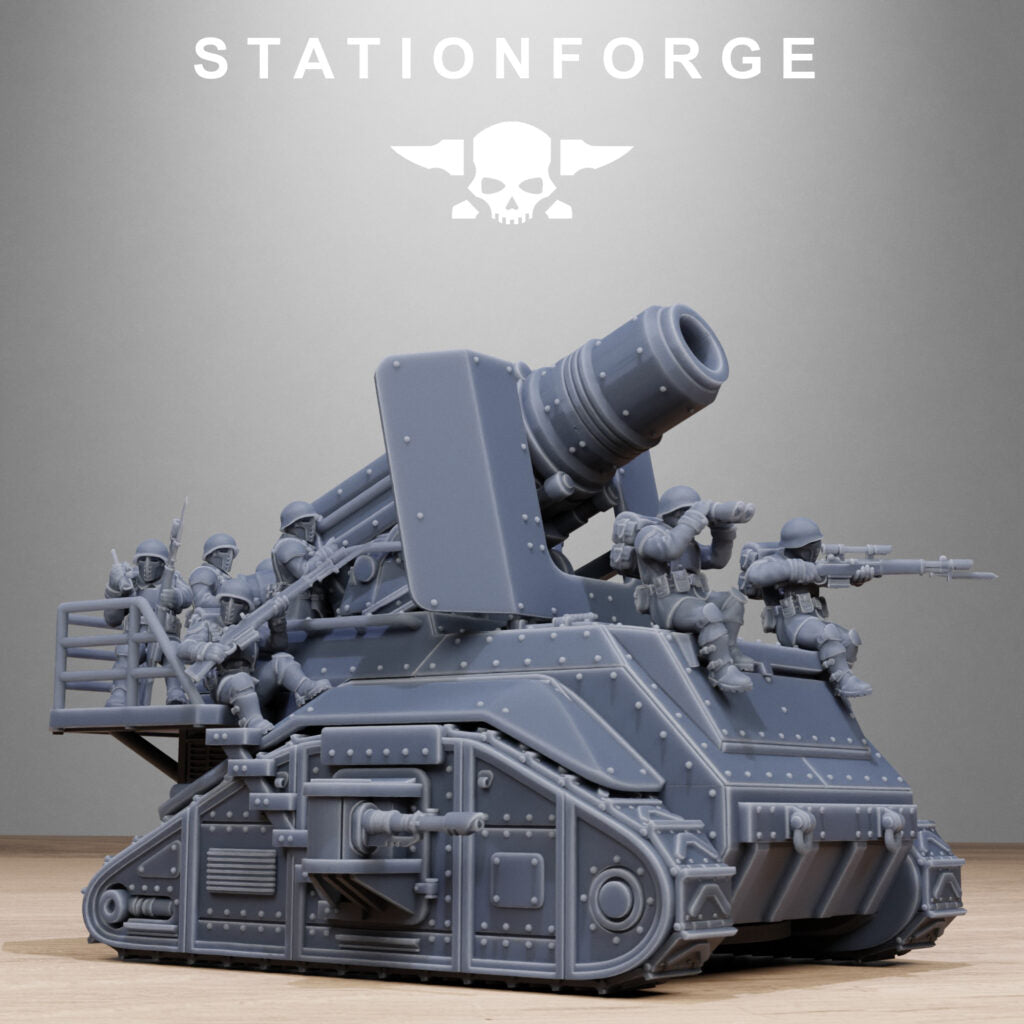 Imperial Army Free Guard Artillery Mini Tank, proxy miniature, 28mm heroic scale unpainted resin, view 6