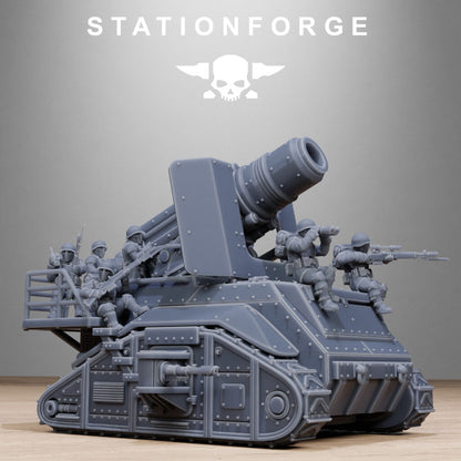 Imperial Army Free Guard Artillery Mini Tank, proxy miniature, 28mm heroic scale unpainted resin, view 6