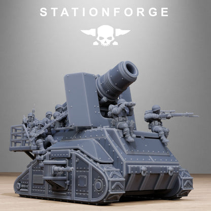 Imperial Army Free Guard Artillery Mini Tank, proxy miniature, 28mm heroic scale unpainted resin, view 10