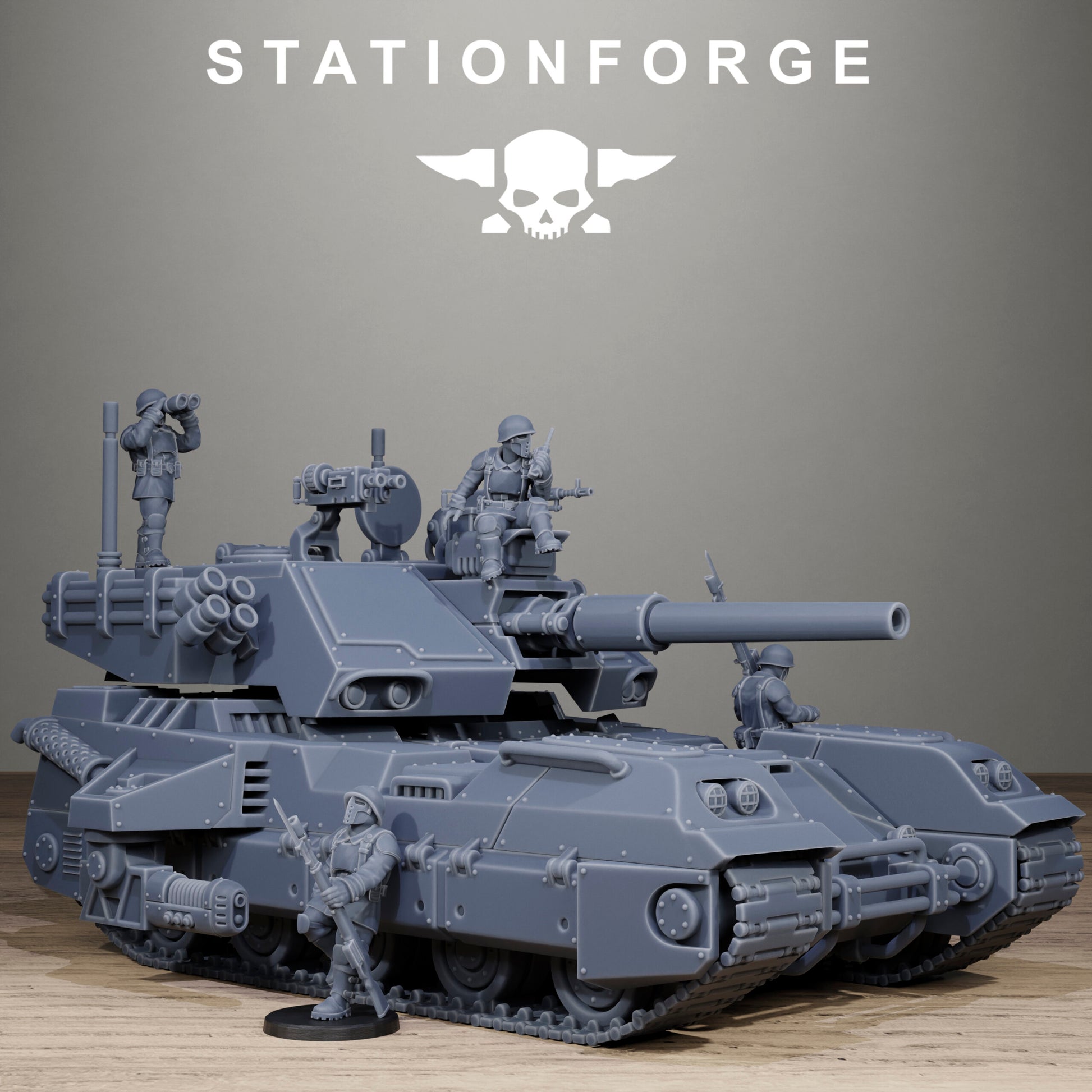 Imperial Army Free Guard Avant Tank, proxy miniature, 28mm heroic scale unpainted resin, view 2