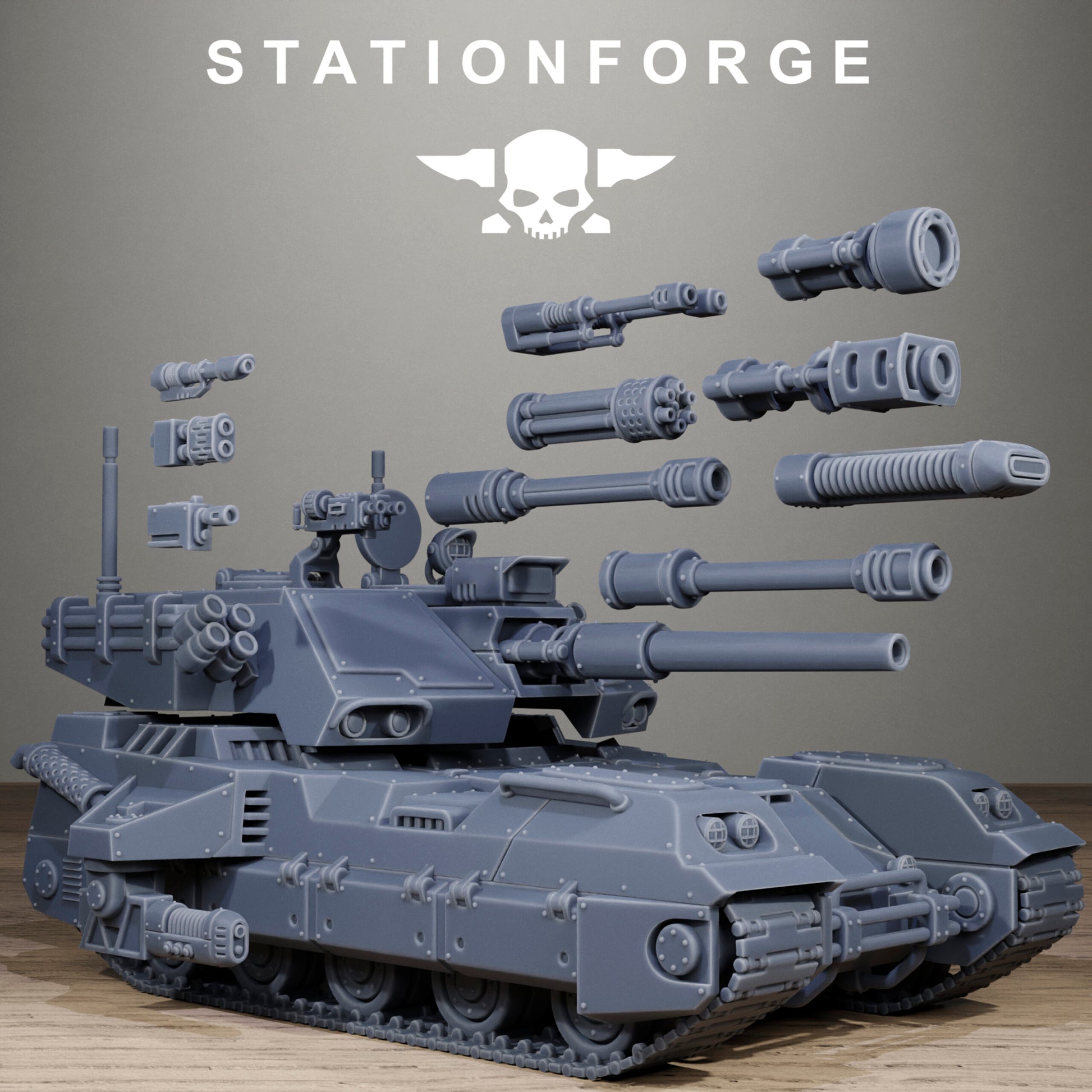 Imperial Army Free Guard Avant Tank, proxy miniature, 28mm heroic scale unpainted resin, view 3