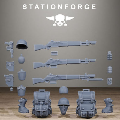 Imperial Army Free Guard Bits, resin conversion bits, infantry, 28mm heroic scale unpainted resin, view 2