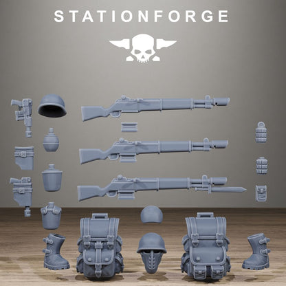 Imperial Army Free Guard Bits, resin conversion bits, infantry, 28mm heroic scale unpainted resin, view 3