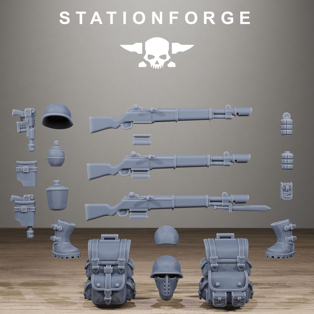 Imperial Army Free Guard Bits, resin conversion bits, infantry, 28mm heroic scale unpainted resin, view 4