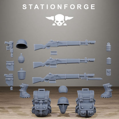 Imperial Army Free Guard Bits, resin conversion bits, infantry, 28mm heroic scale unpainted resin, view 4